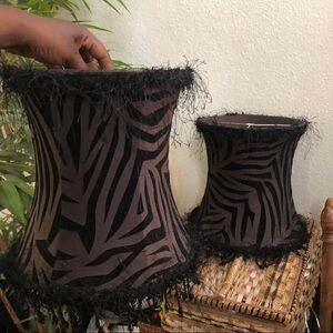 Y2K Whimsygoth Black Zebra Print Fringe Tassel Bead Lampshade Gothic Home Decor